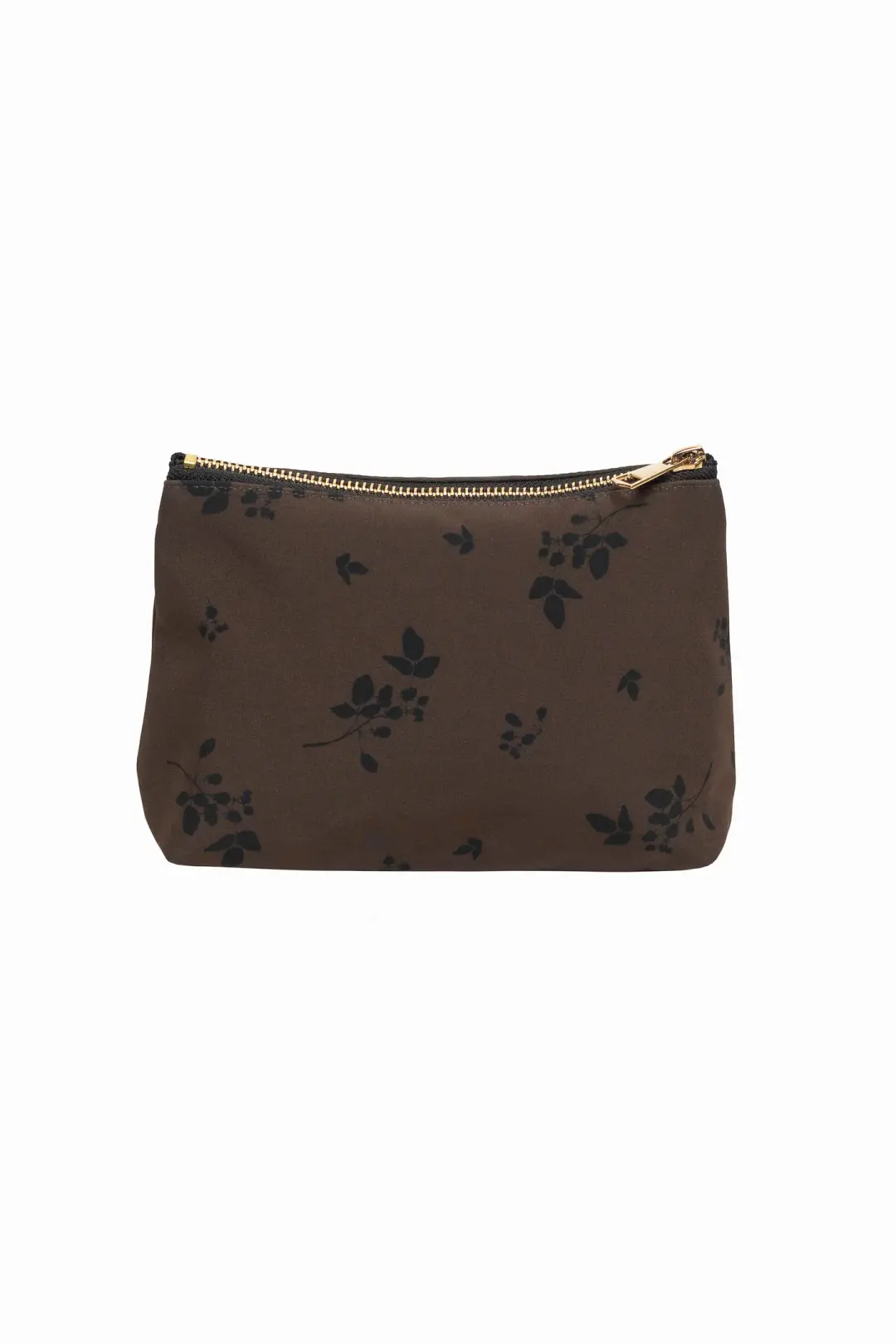 Brown Makeup Bag with Floral Print | Velvet Leaves