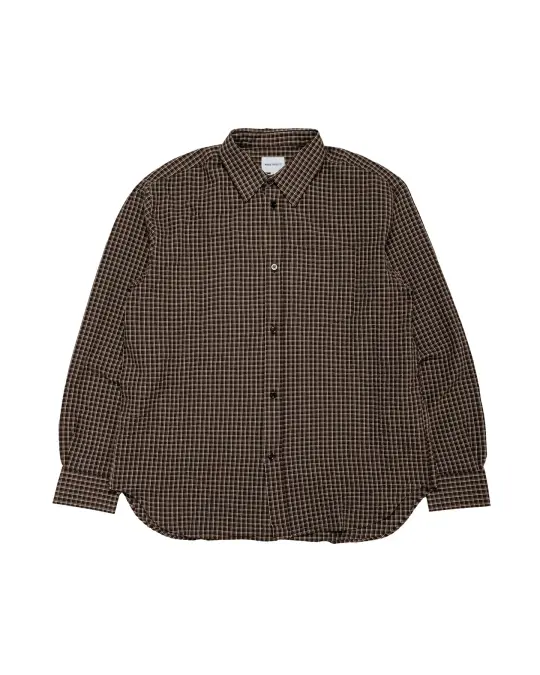 Norse Projects Espevik Oversized Check Shirt Delicioso Brown