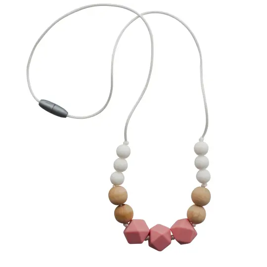 Tiny Teethers Designs Baby Boys and Baby Girls Silicone Teething Necklace for Mom and Baby, Rose