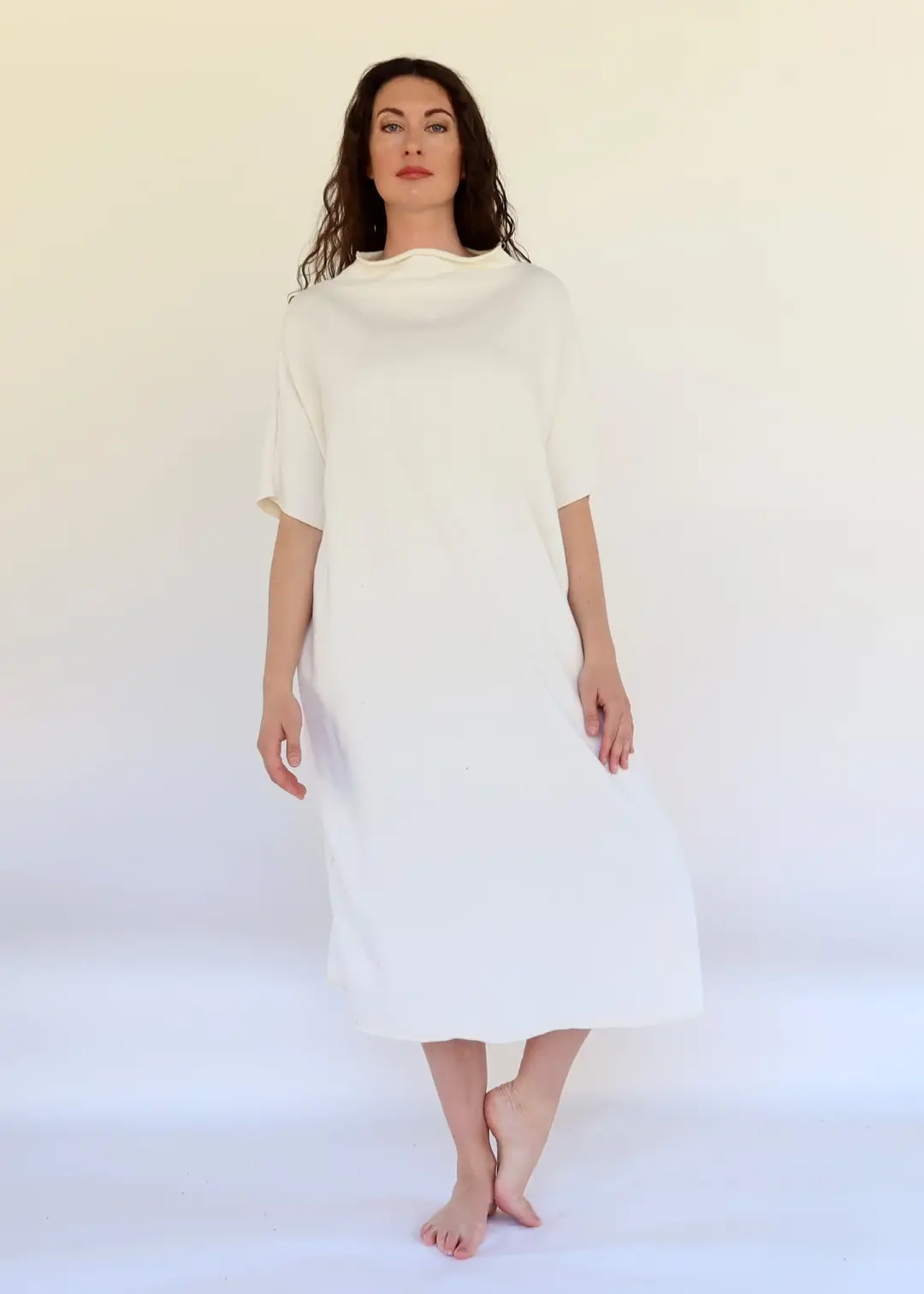Roll Neck Poppy Below Knee Kaftan