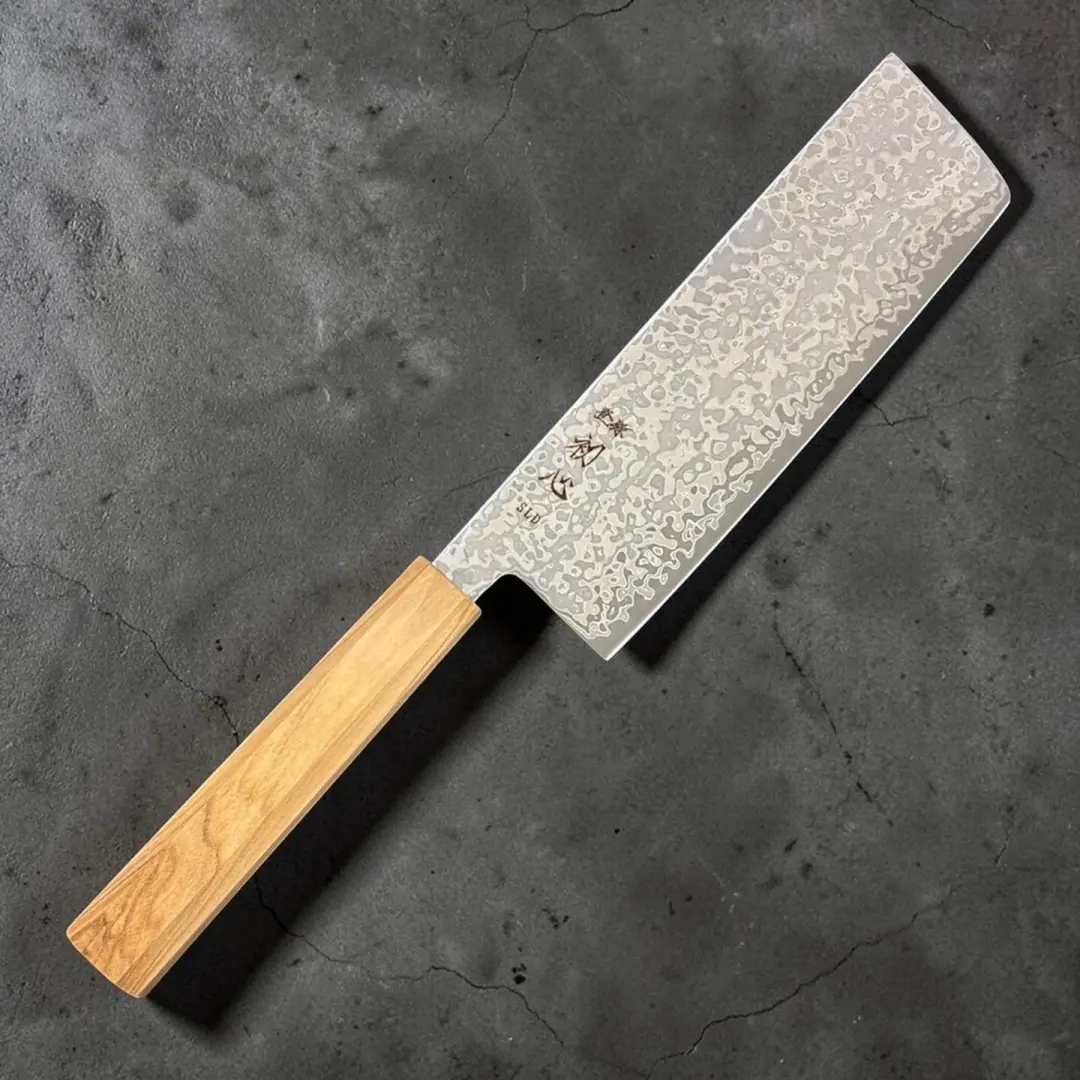 Hatsukokoro Hikari SLD Damascus Nakiri 160mm with Olive Handle