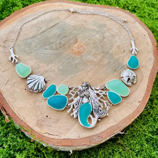 Silver & Seaglass Mermaid Necklace