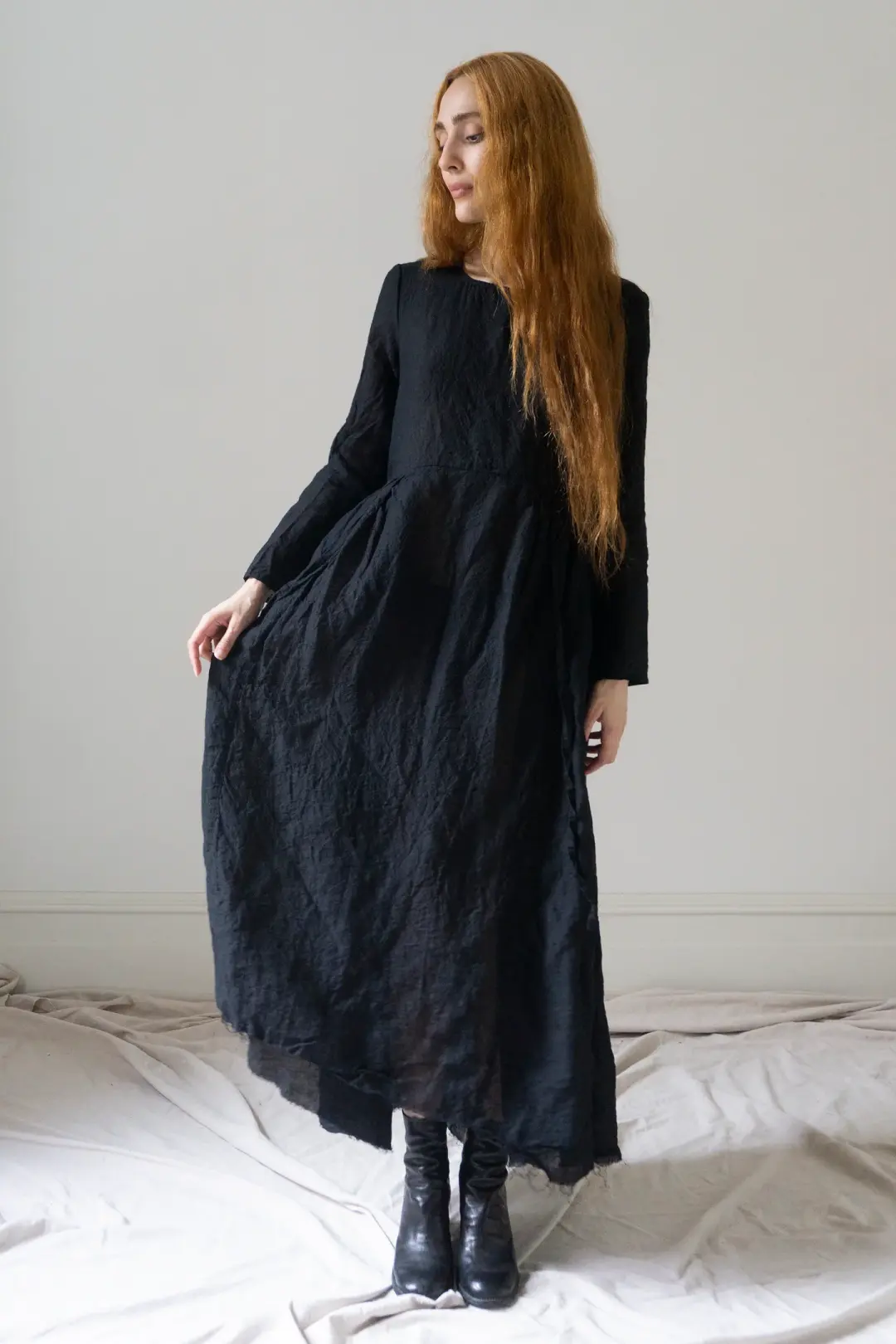 Heloise Linen Dress - Black