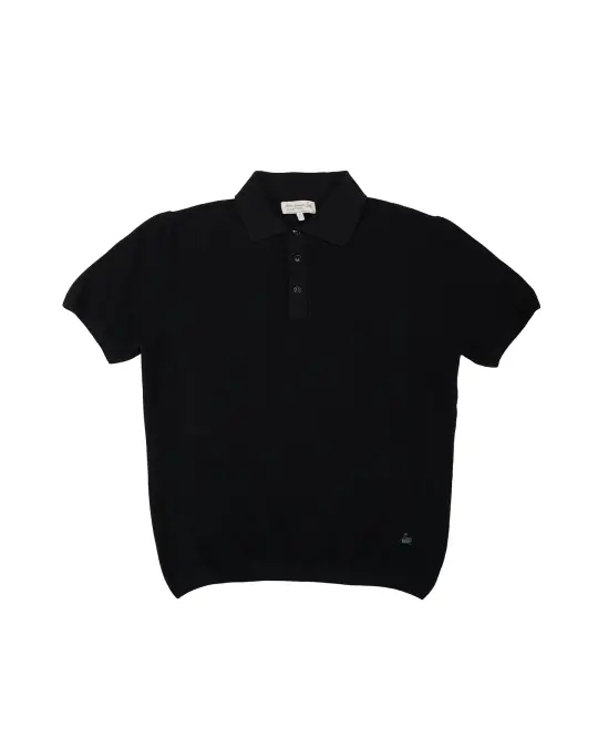 Merz B. Schwanen KPLP02 Knitted Polo Deep Black