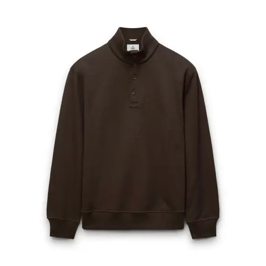 Midweight Terry Standard Button Mockneck