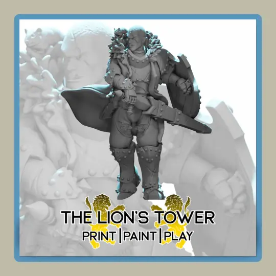 render of 32mm miniature Siegfried, Male Fighter with Woo