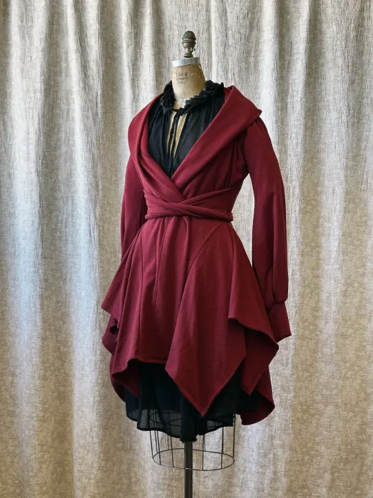 Tournure Jacket in Oxblood Organic Fleece (In Stock)