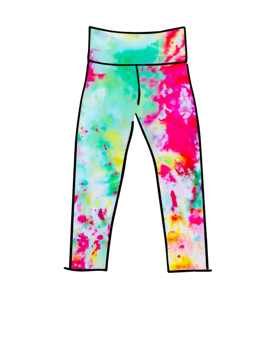 High Rise Ankle Length Leggings Summer Crush Ice Dye