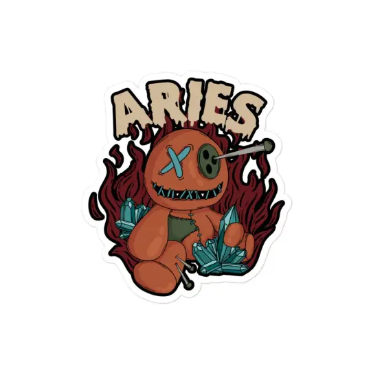 Aries Voodoo Doll Sticker - Gothic Zodiac Sticker