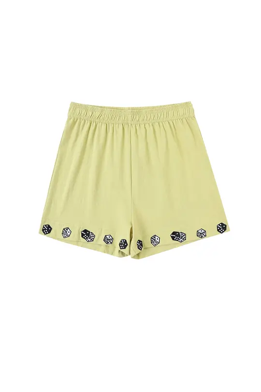 Dice Cotton Shorts Yellow