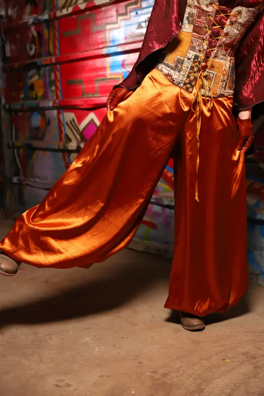 Harem Pants in Bonfire Satin - The Magic Carpet Ride Collection