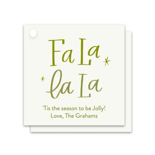 Engraved Printed Holiday Tag "FaLaLa, 'Tis The Season!" Set of 50