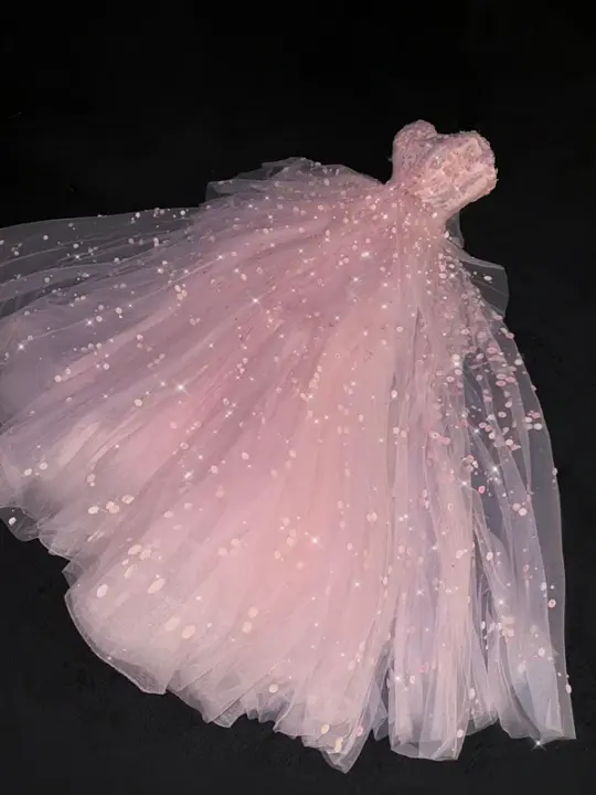 Pink strapless fitted waist ball gown/bridal dress R8744