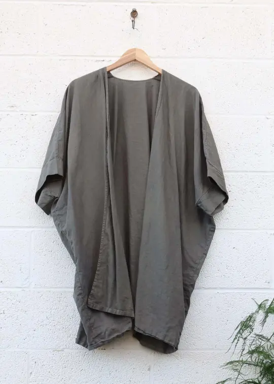 SALE - Magnolia Short Duster / Olive / One Size / Hemp Linen (259)