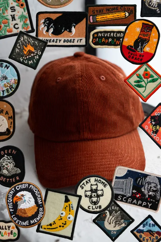 Patched Corduroy Hat - Pick Your Patch - Rust