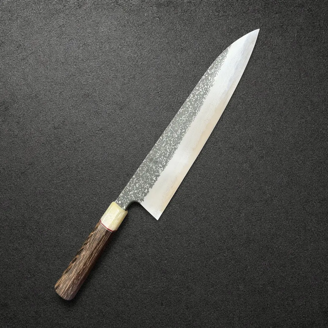 Masuda Yoshihide Blue #1 Kurozome Damascus Gyuto 240mm with Prisma Wenge Handle