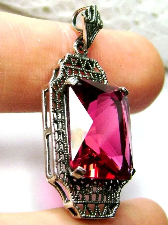 Red Ruby Pendant 1930s Art Deco Jewelry #P13 - Ready to Ship