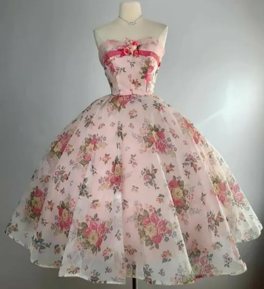 Pretty Pink Floral Prom Dress ,Tulle Corset Maxi Summer Dress Birthday Dress RS1220