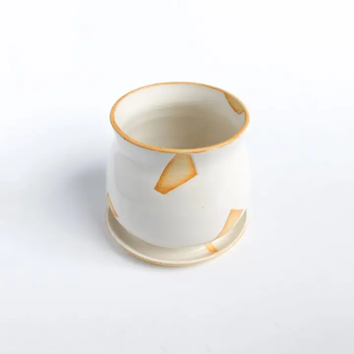 Medium Planter White/Cream Geo