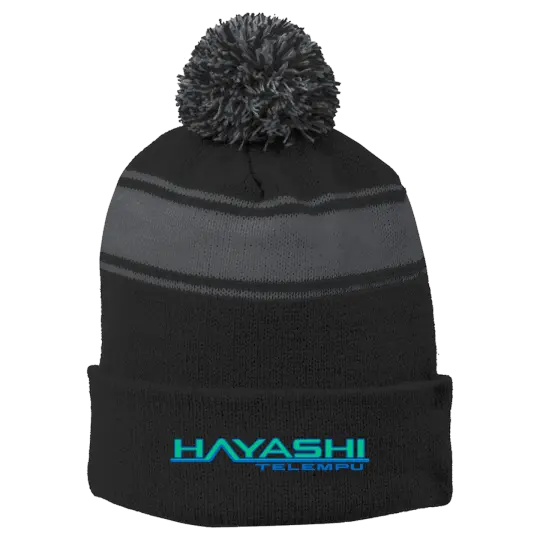 HTNA STC28 Stripe Pom Pom Beanie