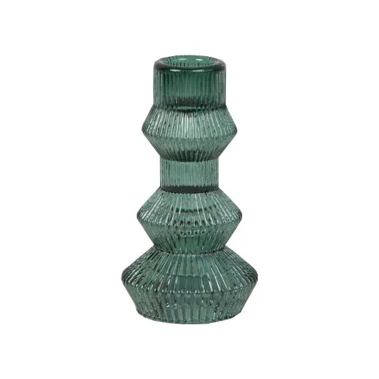 Sage Green Glass Candlestick Holder