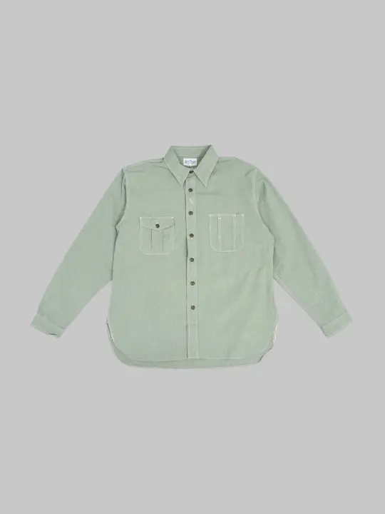 The Rite Stuff Railhead Engineer Selvedge Salt & Pepper Work Shirt Sage Green