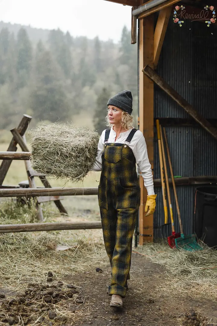 Wool Overalls in Mountain Plaid – Large