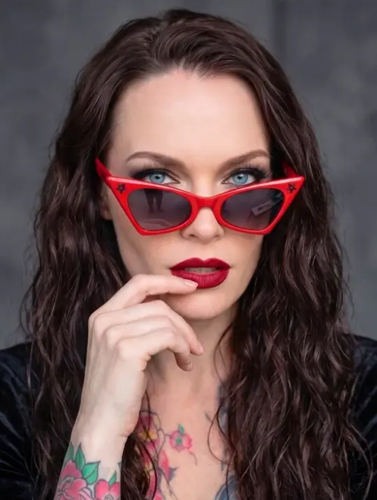 Killstar Nyte Blood CatEye Sunglasses Red Frame Vamp Star Retro Goth Shades NWT
