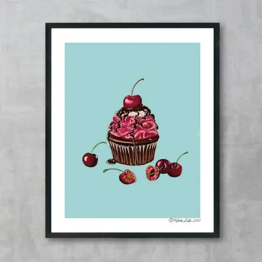 Cherry Cupcake Fine Art Print