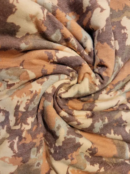 Pink Brown Abstract Rayon Knit - 1 .25 Yard Remnant
