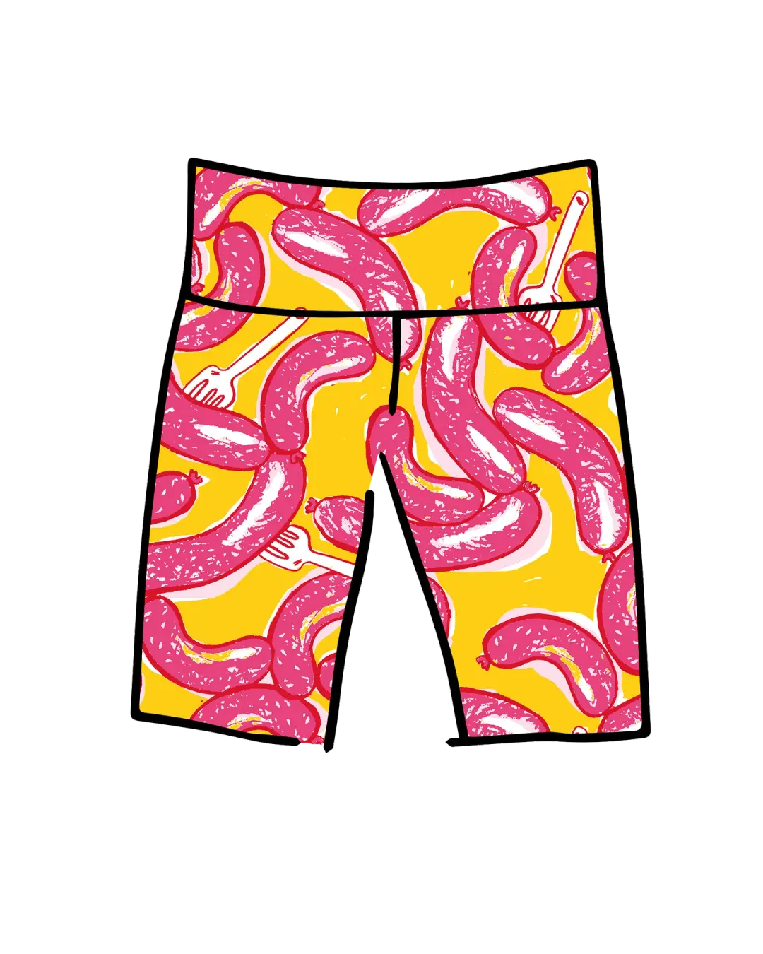 High Rise Bike Shorts Hot Dawg!