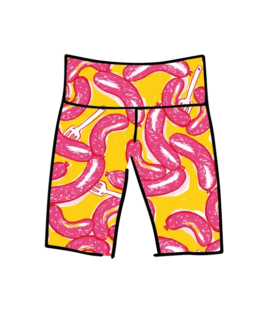 High Rise Bike Shorts Hot Dawg!