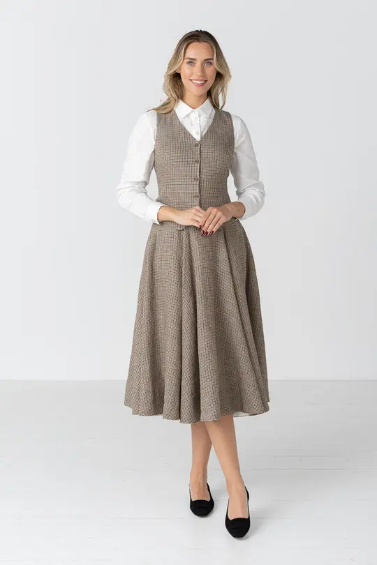Classic – Full-Circle Twill Linen Midi Skirt