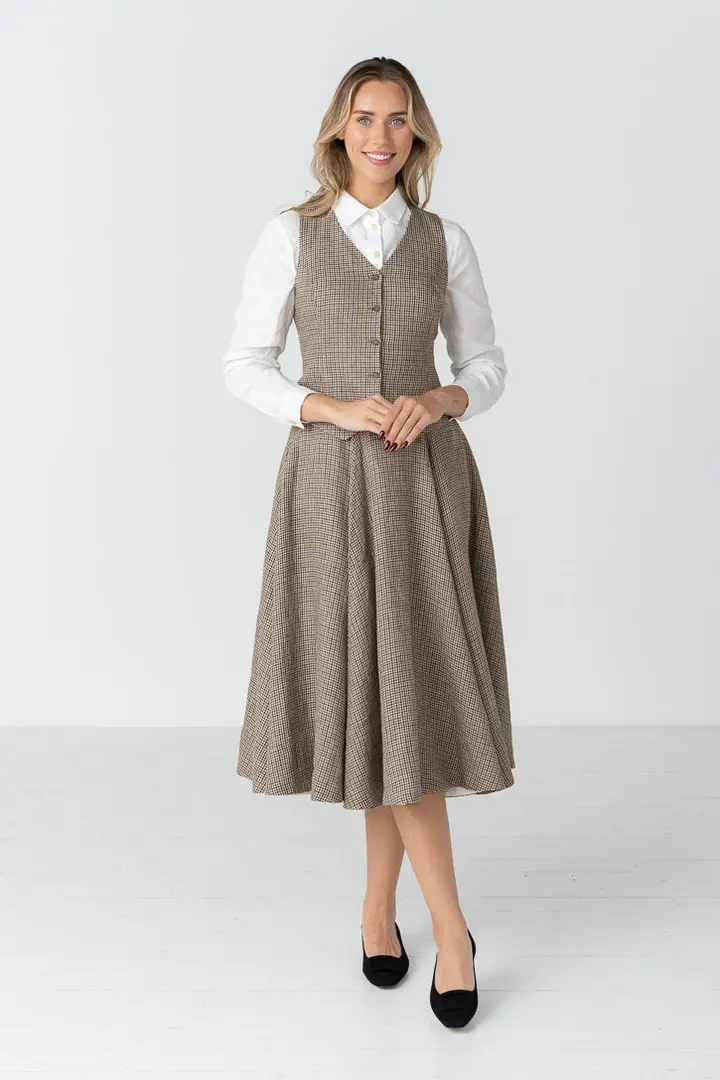Classic – Full-Circle Twill Linen Midi Skirt