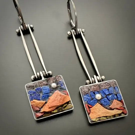 Lapis Sky Mountain Earrings