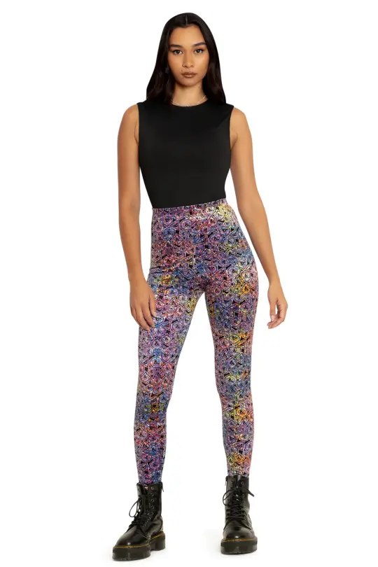 Glitter Dice Velvet High Waisted Leggings