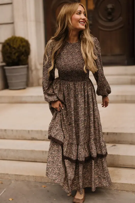 Presley Dress in Ditsy Autumn Fleur