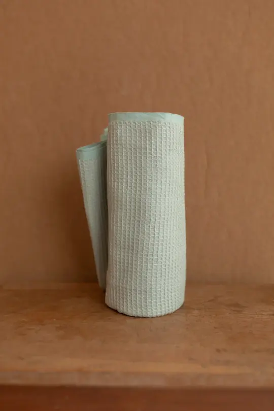 HANDWOVEN WAFFLE TOWEL - GREY BLUE