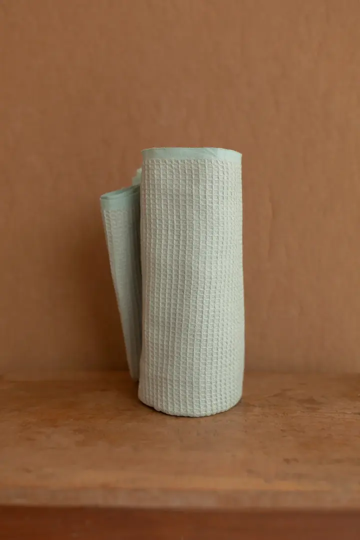 HANDWOVEN WAFFLE TOWEL - GREY BLUE