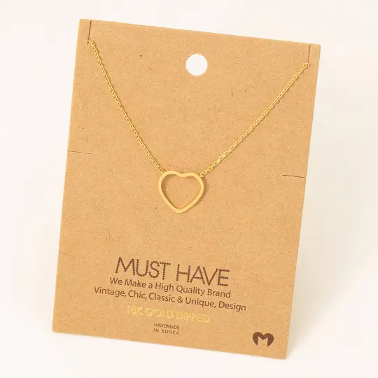 Dainty Heart Outline Pendant Necklace