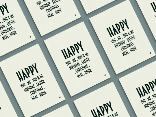 Carte postale typographie "Happy" - white