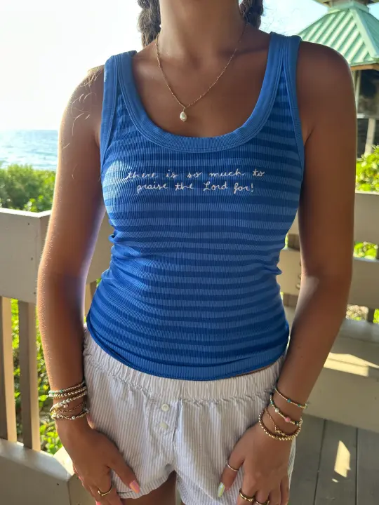 PREORDER - praise the Lord blue striped TANK!!!