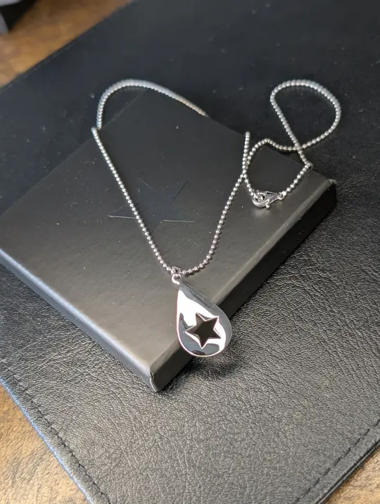 Silver 925 Teardrop and Star Pendant Necklace Conan Gray