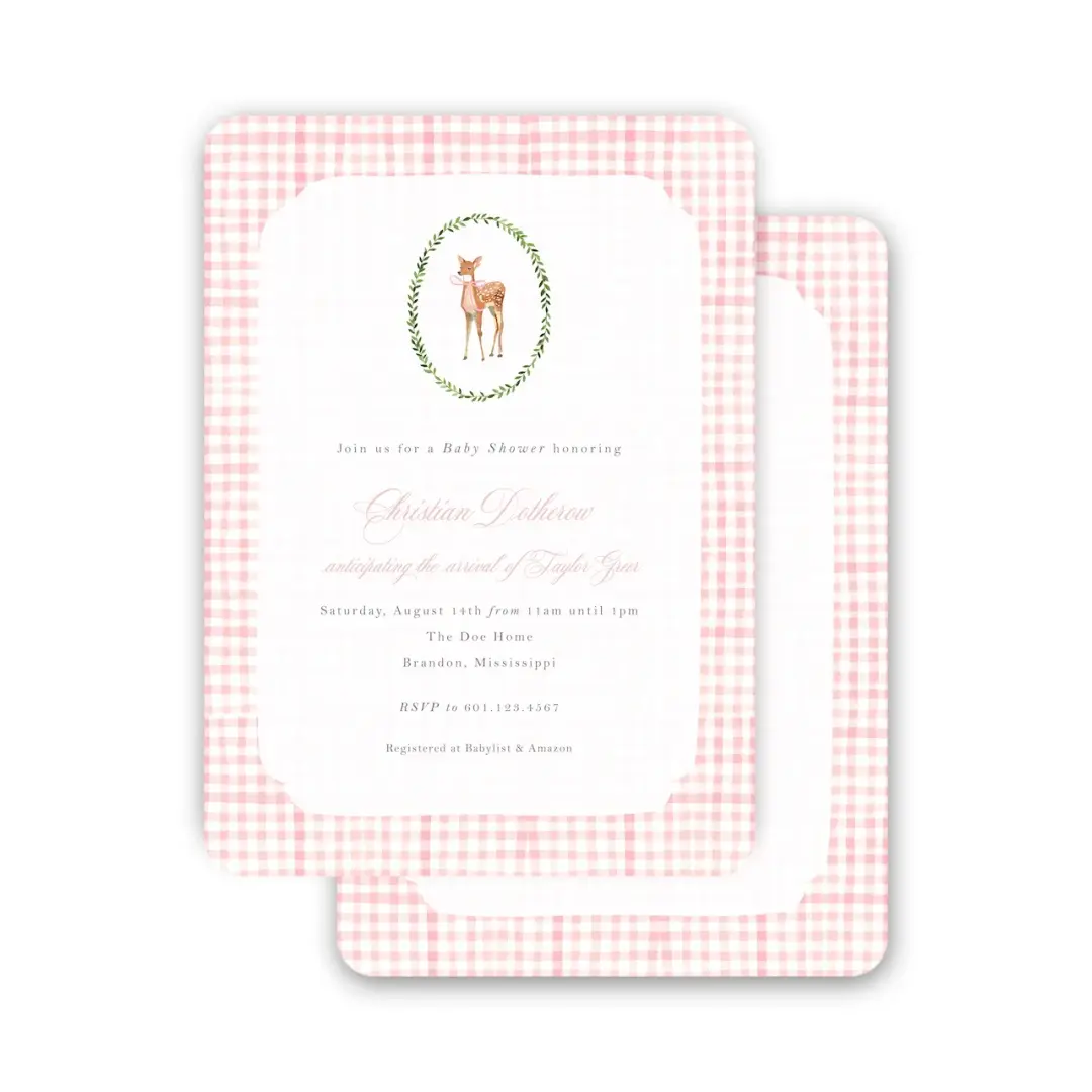 Oh Deer Pink Girls Baby Shower Invitation