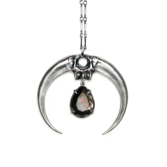 Visions Moon. Black Mother of Pearl Necklace.