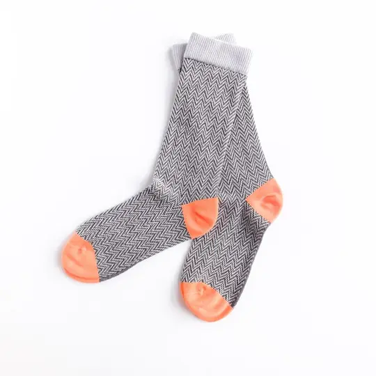 Textured Herringbone Crew Socks - Dove