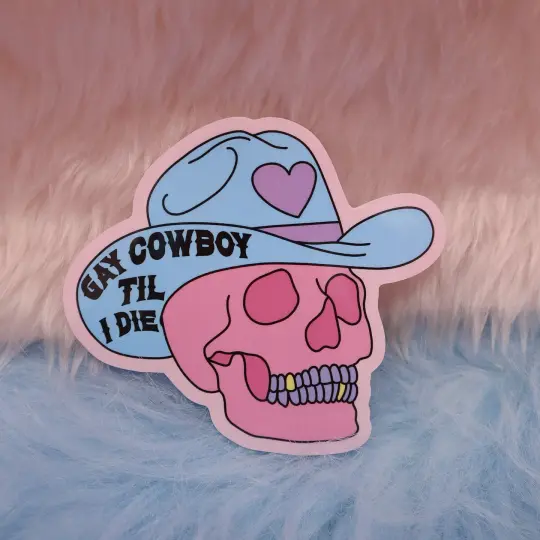 Gay Cowboy 'til I Die Large Vinyl Sticker