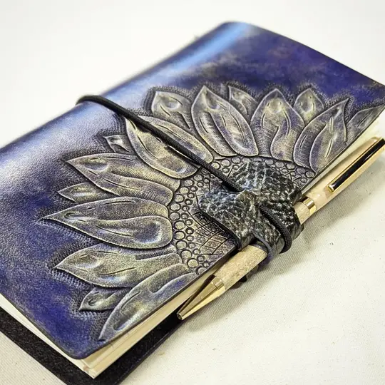 CUSTOM Traveller's Notebook | Purple + Gold Sunflower for T.W.