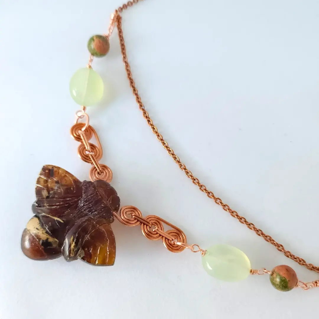 Comfort & Courage Talisman - Amber Bee Necklace in Copper