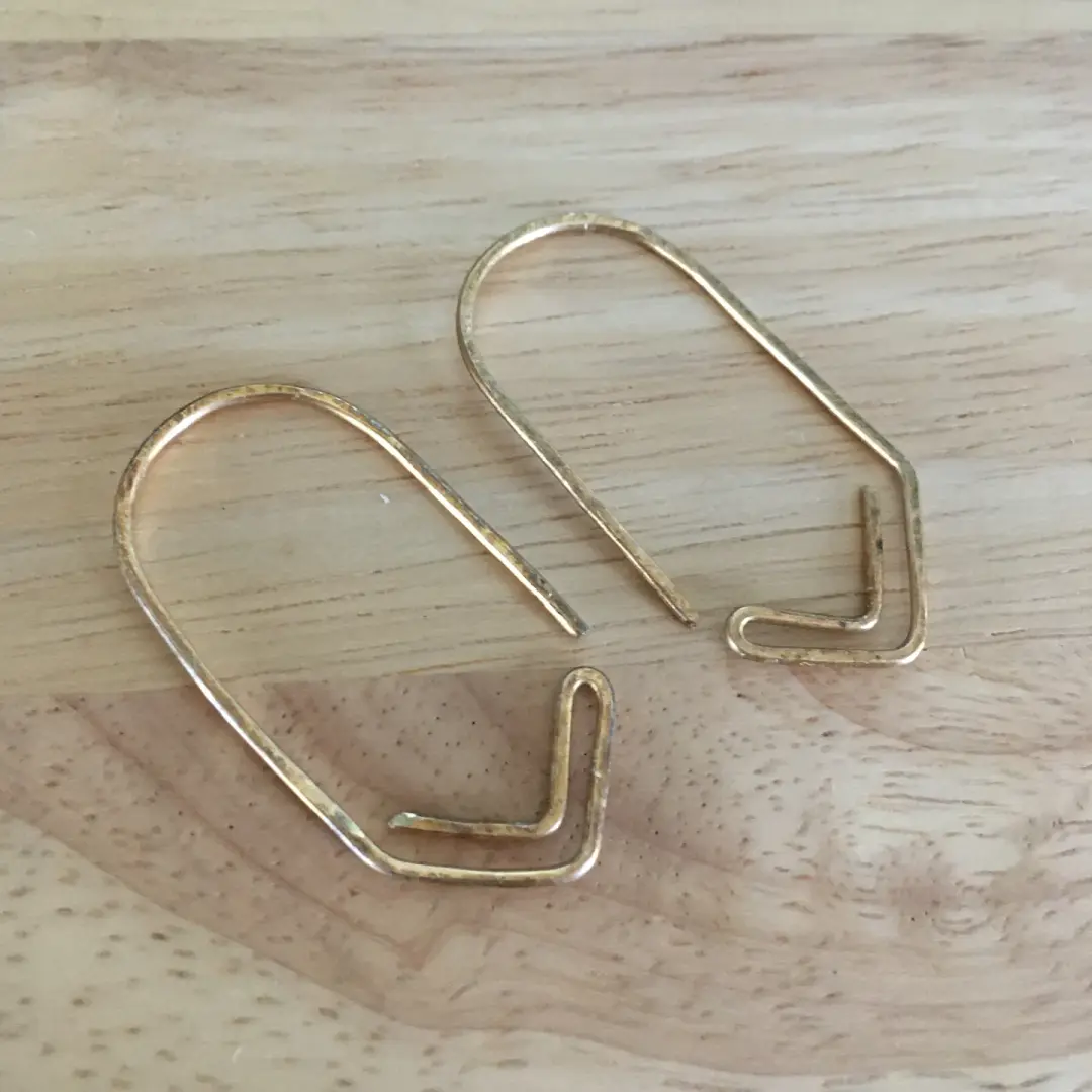 Chevron Hammered Brass Hoops